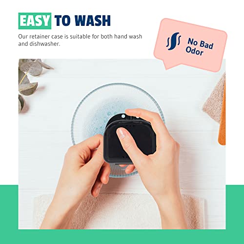 Retainer Case - Pack of 2 - Odorless Mouth Guard Case-Retainer Holder-Ventilated, Durable & Hygienic Guard Case for Carrying and Protecting Braces, Partial Dentures & Aligners-Black-3.14 x 3.14 x 1.1