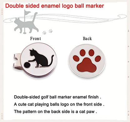 Adhere Golf Ball Markers Personlized Double Side Cute cat Logo Enamel with A Magnetic Hat Clips,A Premium Golf Gifts. - color: D-White