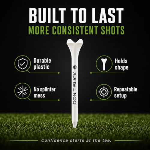 Don't Suck Collection - with Durable 4-Prong Golf Tee PureFlight Tech for Straighter and Longer Drives and Limited Edition Microfiber Magnetic Golfing Towel (16"x24")