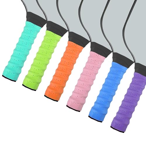 6Pcs Pickleball Paddle Grip Tape, Pickleball Anti-Slip Perforated Super Absorbent Pickleball Overgrip Handle Replacement Wrap for Pickleball Paddle