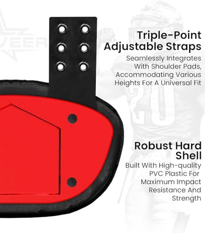 Football Backplate for Shoulder Pads with High Impact Padding, Adult & Youth Lower Backplate Football - color: Chrome Metallic Red, size: Youth