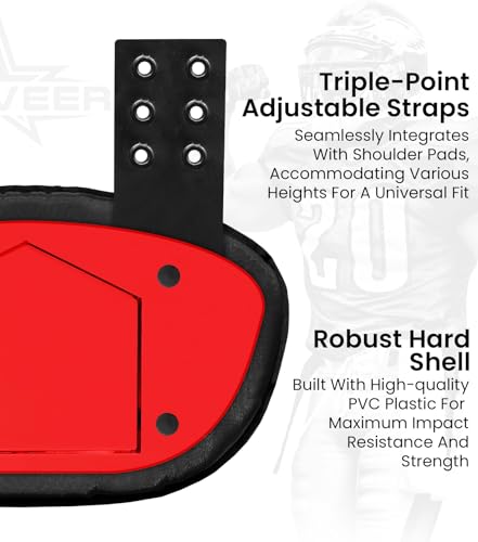 Football Backplate for Shoulder Pads with High Impact Padding, Adult & Youth Lower Backplate Football - color: Chrome Metallic Red, size: Adult