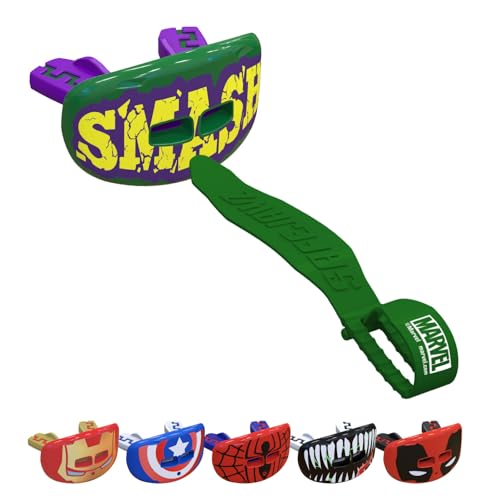 Marvel The Hulk Football Mouth Guard with Detachable Strap, Lip Protector Adults and Junior, Football & Lacrosse (One Size, Green) - color: Hulk