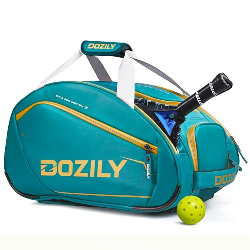 Pickleball Bag 30L, Waterproof Silk-PU Leather Sports Duffle Backpack with Shoe Compartment, Thermal Racket Pocket, Holds 2 Paddles & Balls, Gym Travel Pickleball Equipment Bag