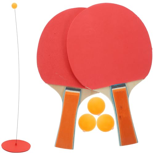UPKOCH Table Tennis Training Set Elastic Racket with Base and Ball, Wooden Paddle Kit for Indoor Ping Pong Practice, Single Player Sports and Family Random Color