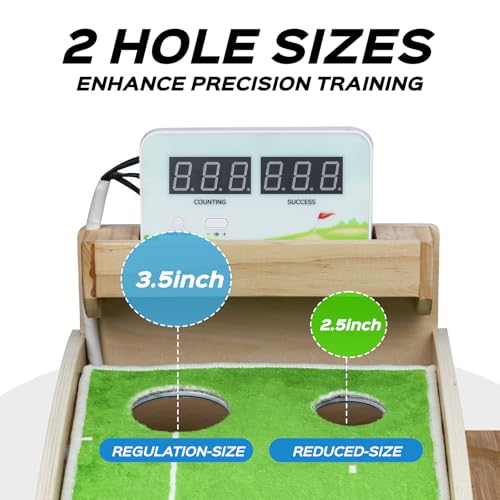 Premium Smart Putting Green Indoor Mat - Putt Counter & Dual-Hole Training, Advanced Stats, Non-Slip Velvet Surface for Home/Office/Backyard - Great Golf Gift for Men