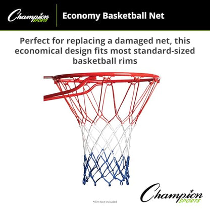 Champion Sports 4mm - 50gm - Basketball Net - Braided Nylon - Red/White/Blue