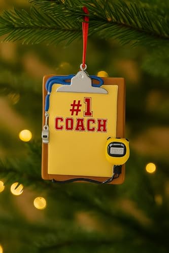 The Bridge Collection #1 Coach Clipboard Ornament with Whistle and Stopwatch Christmas Ornament Gift for Coaches - Sports- Team or Individual Sports