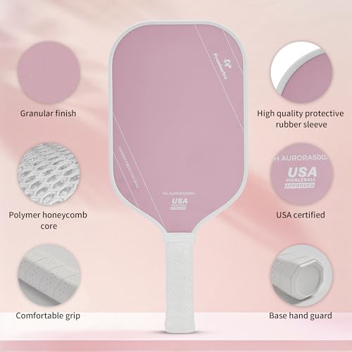 FH-500 T700 Pickleball Racket, 14MM Thick Two-Handed Offensive Pickleball Racket, Speed and Control - color: Pink