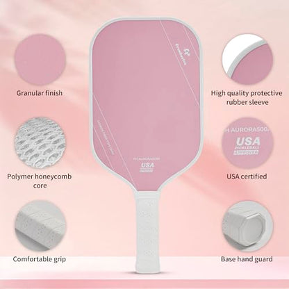 FH-500 T700 Pickleball Racket, 14MM Thick Two-Handed Offensive Pickleball Racket, Speed and Control - color: Pink