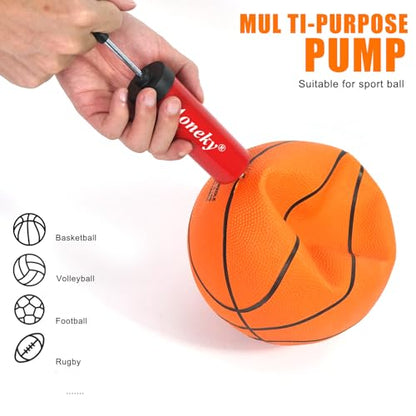 Aoneky Mini Hand Pump for Sports Balls - Portable Air Pump with Needle Storage, Compact Design for Basketball, Soccer, Football, Volleyball | Needle Included