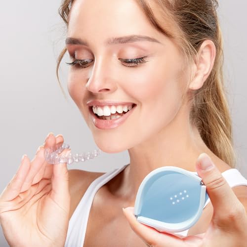 Silicone Retainer Denture Storage Case Holder, Portable Slim Dental Container Cleaning Box with Drain Holes and Leakproof for Aligners, Mouth Guards, Night Guards, Removable Dental Appliances (Blue) - color: Blue