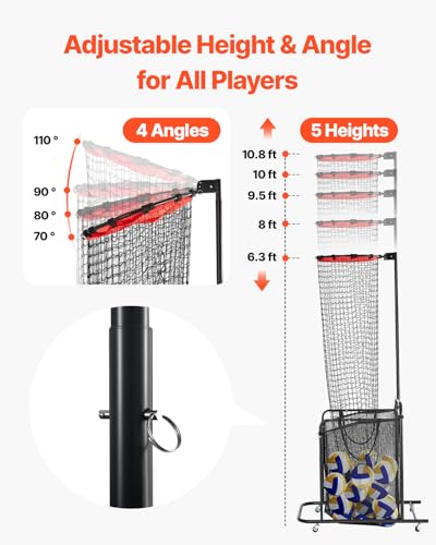 VEVOR Volleyball Training Net System,8 * 11/12 * 11ft/Pitching Practice/Spiking Practice/14 Net,Portable Net Station, Easy Setup Indoor Outdoor Target Net for Serving Spiking Setting - style: Spiking Practice