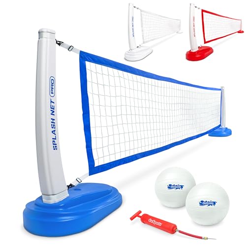 GoSports Splash Net PRO Pool Volleyball Net - Red, White, or Blue - Includes 2 Water Volleyballs and Pump - color: Blue