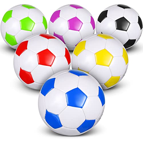 Deekin 6 Pcs Soccer Ball Bulk with Pump Teamwork Outdoor Sport Game Training Soccer Ball Bulk for School Sport Teen Adult Child - color: Colorful, size: Size 5