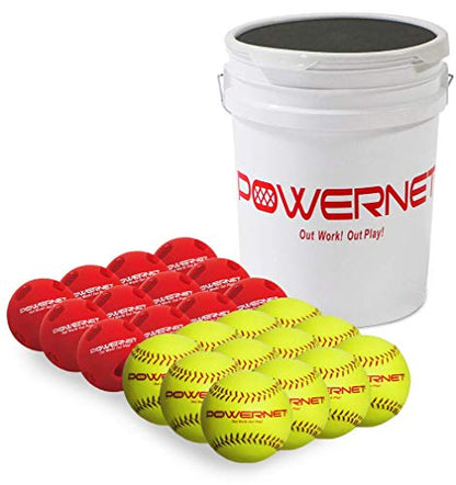 PowerNet Crushers & Weighted Balls, Softball Baseball Hitting Trainer for Improved Speed, Power & Coordination, Batting Practice Softballs 24 Balls - style: Crushers & Softballs