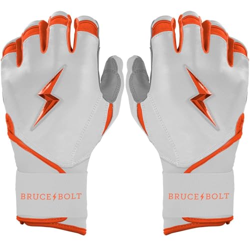 BRUCE BOLT Chrome Series Long Cuff Batting Gloves - Multiple Colors - Adult & Youth Sizes - color: Orange, size: Women's Medium