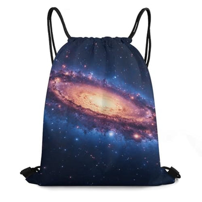 Theft Proof Drawstring Bag Water Resistant Cinch Sack Gym Sport Backpack for Travel Camping, Space Galaxy Bags - color: Picture (1010)