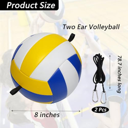 Volleyball Training Equipment Aid,Volleyball Spike Trainer,Suitable for Serving,Spike and Jump Training,Equipped with Elastic Ropes for Hanging and Practice Volley Ball.-Two Ear
