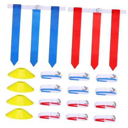 Totority 16Pcs Flag Football Training Set Belts Durable Cones for Adults Hook and Loop Design Includes Storage Bag for Beginners