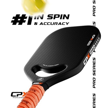 CPX Pro Carbon Fiber Pickleball Paddle - Professional Grade, Matte Finish, Honeycomb Core, Tennis Style Grip - Edgeless Paddle Designed in Chicago, USA - color: Black Pro