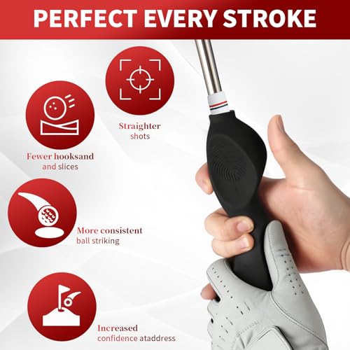 Golf Grip Trainer, Silicone Full-Cover Swing Training Aid, Corrects Grip Posture & Builds Muscle Memory, Adjustable for All Clubs, Right-Handed Golfers