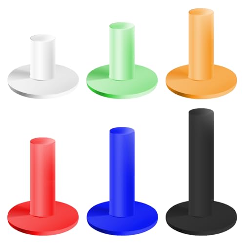 VIVIDLY Rubber Golf Tees for Mats & Driving Range & Golf Simulators - 6 Colors and 6 Sizes for Indoor Outdoor Backyard Home Office - color: 6 Color
