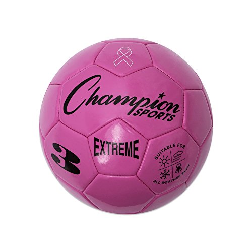Champion Sports Extreme Series Soccer Ball – Sizes 3, 4, 5, Soft Touch, All Weather, High Air Retention, Youth & Adult League Balls for Training, Games, Outdoor & Indoor Play, Multiple Colors - color: Pink, size: Size 3