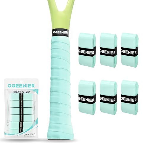 Tennis Racket Grip Tape, 3, 6, 12 Pack Tennis Overgrip Tape, Absorbent and Anti-Slip, Precut Soft Racquet Wrap Grips Tape for Pickleball Paddle/Badminton - color: MintCream, size: 6 Pack