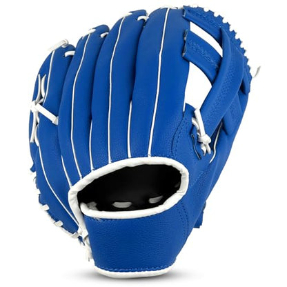 Baseball Glove, Softball Glove, Baseball Mitt, 10.5''-12.5'' for Youth Adult Training and Beginner Play, Synthetic Leather Outfield Mitts, Right Hand Throw - color: Blue, size: 10.5"