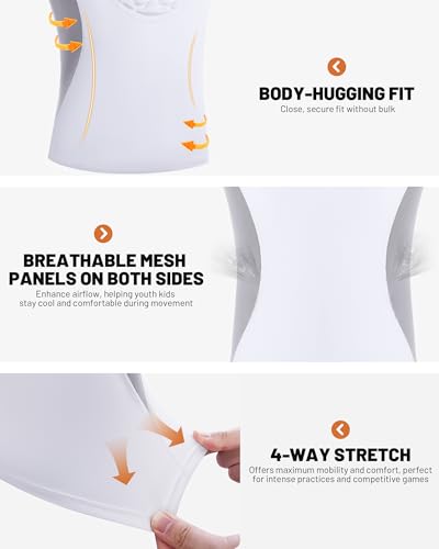 Youth Baseball Chest Protector Padded Compression Shirt Heart Sternum Guard Football Baseball Softball Lacrosse Goalies - color: White Gray, size: Small