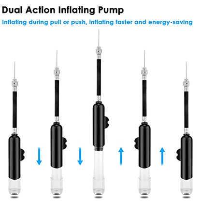BROTOU Ball Pump, Dual Action Inflate Air Pump with 3 Needles and 2 Nozzles for Soccer Ball, Basketball, Volleyball, Balloons, Bikes