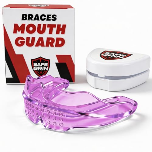 Mouth Guard for Braces - No Boil Sports Mouthguard for Kids & Teens, Upper & Lower Teeth Protection for Wrestling, Football, Lacrosse, Hockey & Baseball, Medical-Grade Silicone, Pink - color: Pink