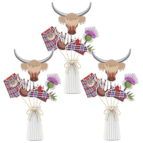 Scotland Theme Party Centerpiece Sticks,Birthday Table Toppers, Decor For Weekend/BBQ/Baby Shower/Cookout Party Supplies,British UK Centerpiece Sticks - Table Toppers.Set of 15 - color: Als