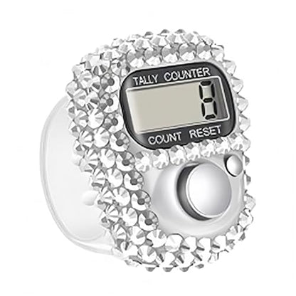 Electronic Finger Tally Counter Clicker Counter,Convenient Portable Digital Display Tally Counter,Resettable Mini Lap Counter for Golf Goods Counting Accessories,Track and Field Lap Counters - color: silvery