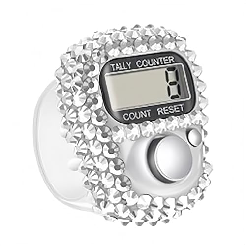 Electronic Finger Tally Counter Clicker Counter,Convenient Portable Digital Display Tally Counter,Resettable Mini Lap Counter for Golf Goods Counting Accessories,Track and Field Lap Counters - color: silvery
