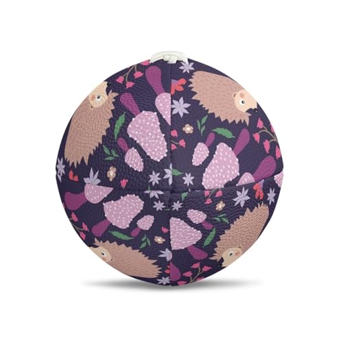 SYtrade Recreational Football Game Footballs PU Composite Leather Footballs for Training Indoor Outdoor - color: Hedgehog Flower Purple