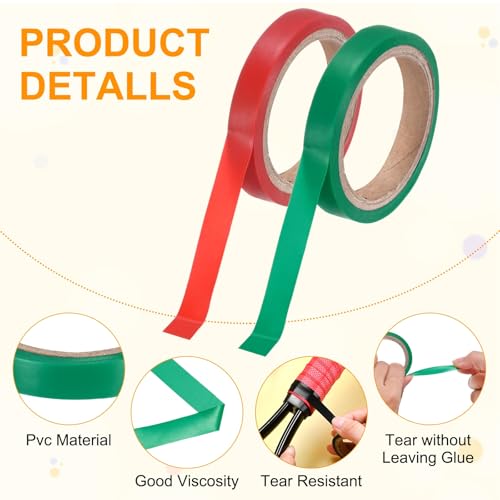 M METERXITY Grip Finishing Tape PVC Racket Wrap Grip Racquet Finishing Tapes for Pickleball/Racquetball - color: Green, Red