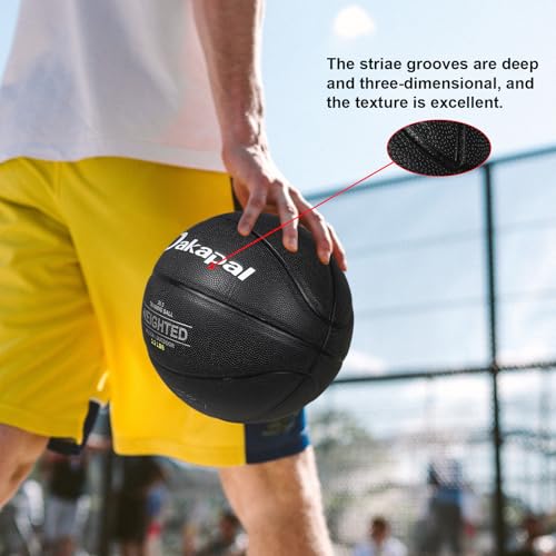 Dakapal Weighted Heavy Training Basketball, Size 6/7 Black 2.2LBS/3LBS/3.3 LBS Weight PU Durable for Trainer and Dribbling Passing, Indoor and Outdoor Usage - size: Size 7 Adult - 29.5"-2.2LBS