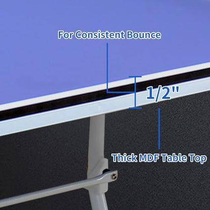 9FT Table Tennis Table, Foldable Ping Pong Table Set for Indoor Games, Portable Table Tennis Table with Net, 2 Table Tennis Paddles and 3 Balls
