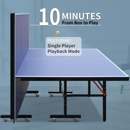 8ft Mid-Size Table Tennis Table Foldable & Portable Ping Pong Table Set for Indoor Games with Net, 2 Table Tennis Paddles and 3 Balls - style: Upgrade thicken legs
