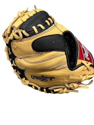 Rawlings Select PRO LITE Youth First Base Mitt 11.5" & Catcher’s Mitt 32" Blonde/Black | Lightweight Leather | Easy Break-in | Right Hand Throw - size: 32" {Catcher