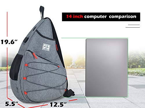 Tennis Bag for Men Women, Racquetball Pickleball Paddle Squash Sling Bags Crossbody Sports Backpack Adult with USB Charge Port