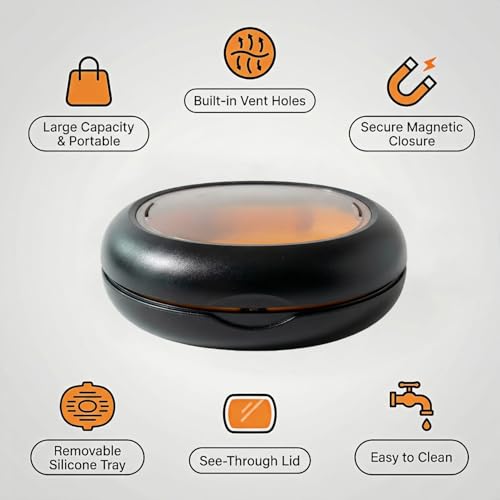 Retainer Case with Vent Holes, Large Retainer Case for Aligner, Magnetic Retainer Holder Case with Removable Tray, Dental Retainer Case for Night Guard Mouth Guard Travel - color: Black