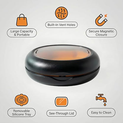 Retainer Case with Vent Holes, Large Retainer Case for Aligner, Magnetic Retainer Holder Case with Removable Tray, Dental Retainer Case for Night Guard Mouth Guard Travel - color: Black