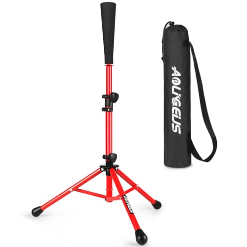 Baseball Tee Batting Tee Softball Tee Portable Travel Hitting Tee,Easy Adjustable Height,Stable Tripod Stand - color: Red