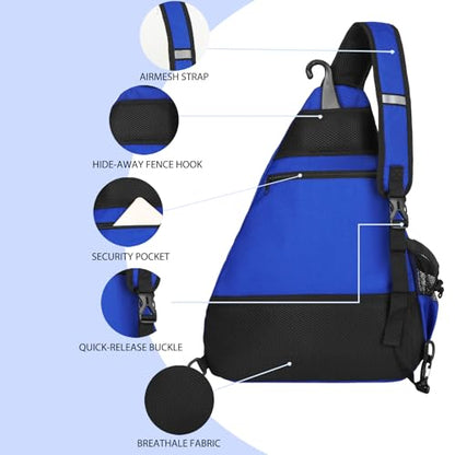 Goloni Pickleball Sling Bag for Men Women, Lightweight Pickleball Backpack with Fence Hook - color: Blue