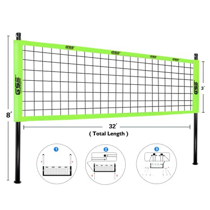 GSE Games & Sports Expert Outdoor Badminton and Volleyball Combo Set, Yard Net Game Set with Ball, Pump, Boundary Line and Carry Bag for Backyard, Beach, Lawn and Park, Family Games - color: Professional Volleyball Set