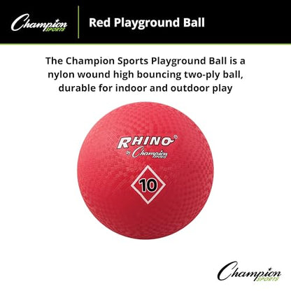 Champion Sports Playground Ball – Durable High-Bounce Ball, Sizes 5", 6", 7", 10", 13" & 16" for Gym, Recess & Play - style: 10 Inch