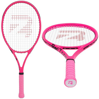 BatZoom Tennis Racket for Beginners & Adults - Lightweight Graphite Racquet with Comfortable Grip | Shock Reduction Technology | Includes Carrying Bag(Color Options) - color: Neon Pink
